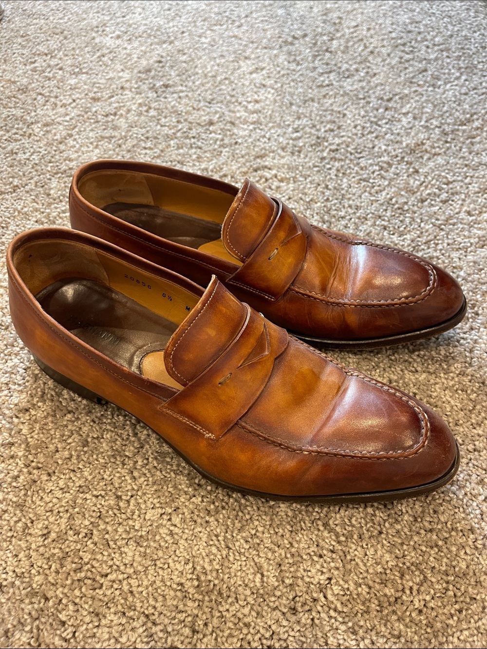Magnanni Tan Leather Penny Loafers